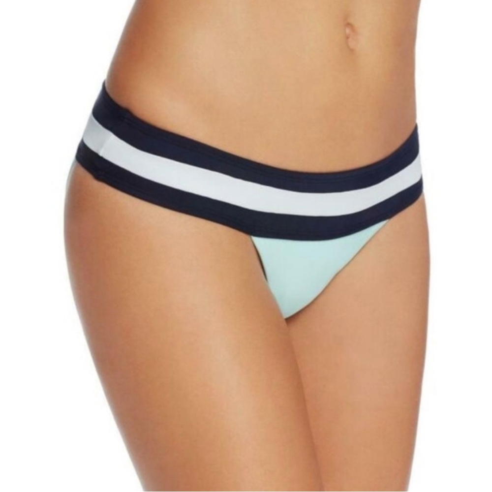 PILYQ Aquamarine Banded Color Block Cheeky Bikini Bottom